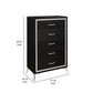 Sami 49 Inch Tall Dresser 5 Drawers Mirror Trim Embossed Texture Black By Casagear Home BM309513