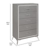 Sami 49 Inch Tall Dresser 5 Drawers Mirror Trim Embossed Texture Gray By Casagear Home BM309514