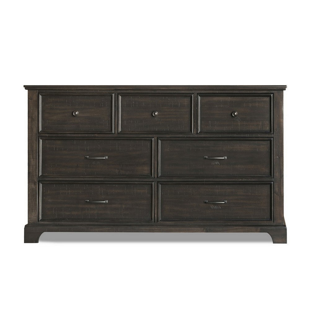 Annu 68 Inch Wide Dresser 7 Drawers Felt and Cedar Lining Walnut Brown By Casagear Home BM309518