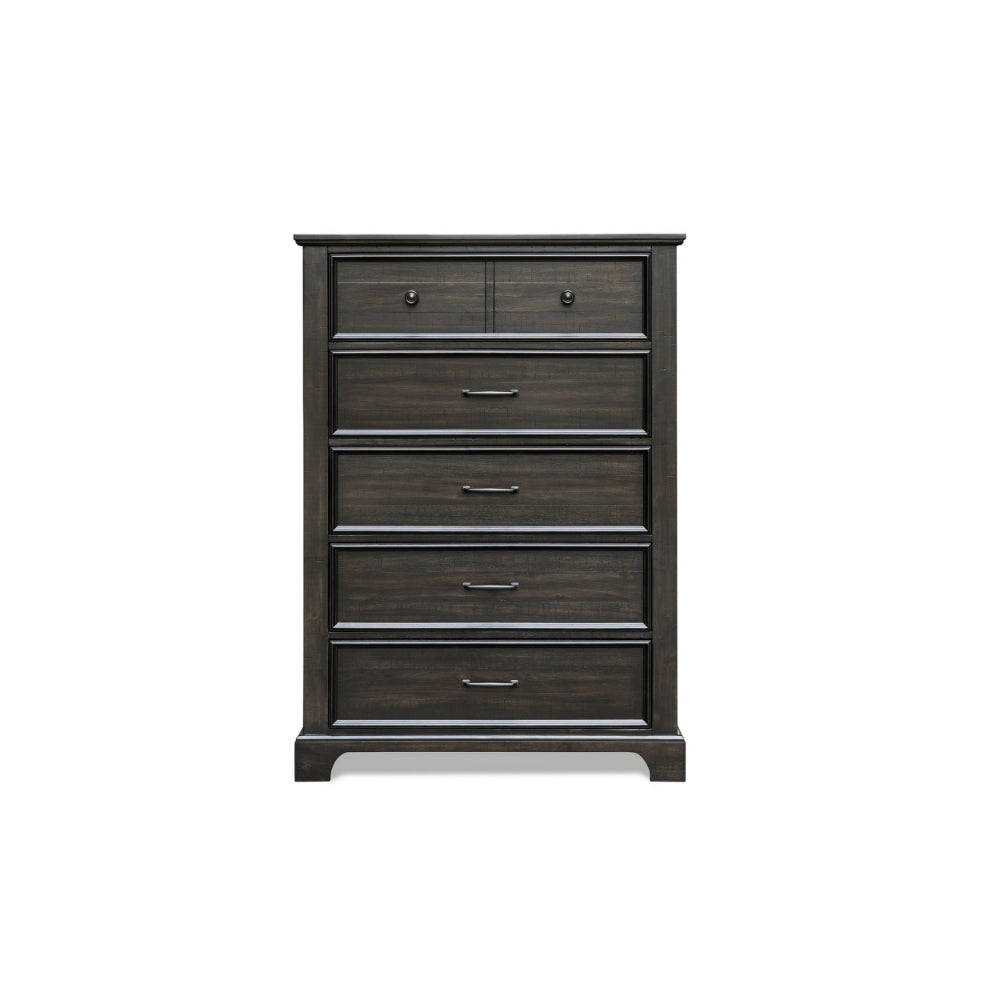 Annu 56 Inch Tall Dresser 6 Drawers Felt and Cedar Lining Walnut Brown By Casagear Home BM309519