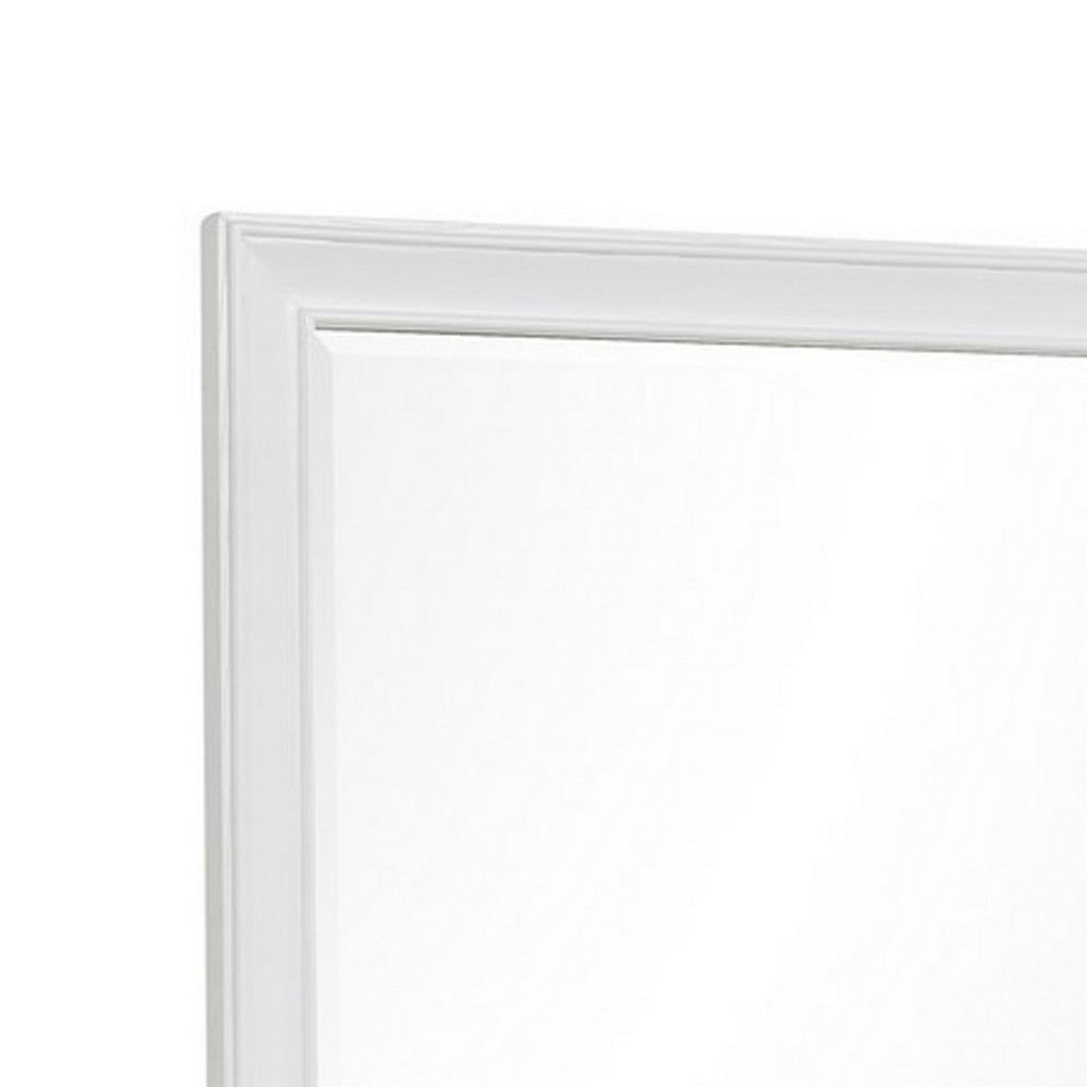 Limi 37 x 43 Dresser Mirror, Modern Wood Frame, White Brushed Finish By Casagear Home
