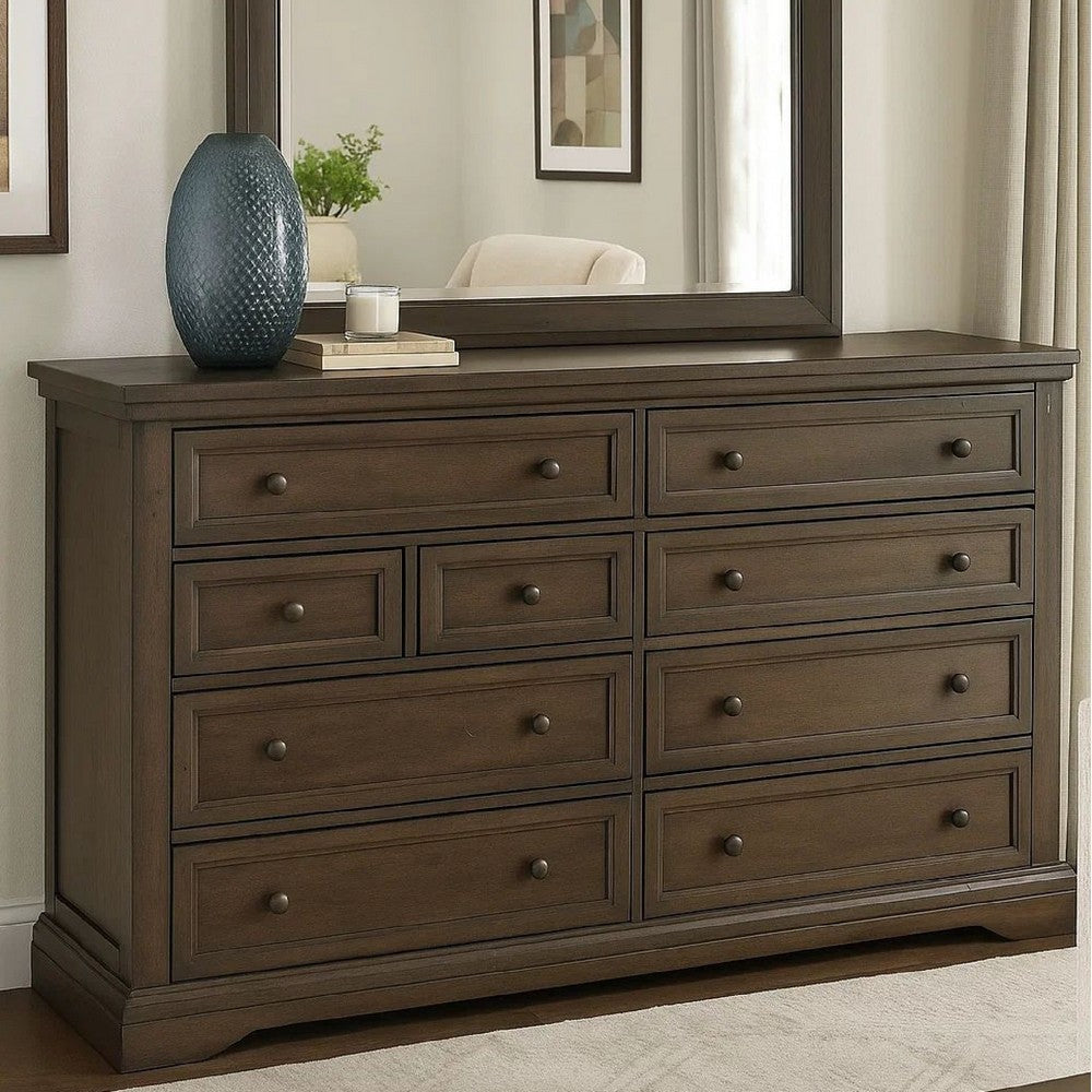 Laji 39 x 50 Dresser Mirror, Modern Style, Rich Walnut Brown Wood  By Casagear Home