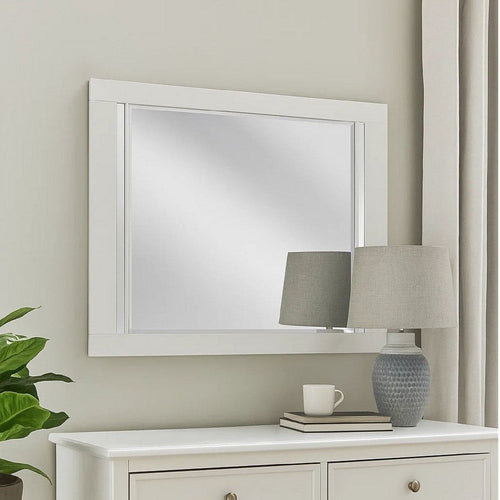 Yoza 38 x 47 Dresser Mirror, Modern, High Gloss White Laminate Finish By Casagear Home