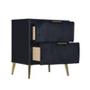 Moko 26 Inch Nightstand 2 Ribbed Soft Upholstered Drawers Black Gold By Casagear Home BM309526