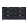 Moko 58 Inch Wide Dresser 6 Soft Upholstered Drawers Black Gold By Casagear Home BM309528