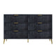 Moko 58 Inch Wide Dresser 6 Soft Upholstered Drawers Black Gold By Casagear Home BM309528