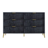 Moko 58 Inch Wide Dresser 6 Soft Upholstered Drawers Black Gold By Casagear Home BM309528