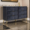 Moko 58 Inch Wide Dresser 6 Soft Upholstered Drawers Black Gold By Casagear Home BM309528