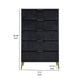 Moko 51 Inch Tall Dresser 5 Soft Upholstered Drawers Black Gold By Casagear Home BM309529