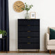 Moko 51 Inch Tall Dresser, 5 Soft Upholstered Drawers, Black, Gold By Casagear Home