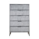 Moko 51 Inch Tall Dresser 5 Fabirc Upholstered Drawers Gray Nickel By Casagear Home BM309530