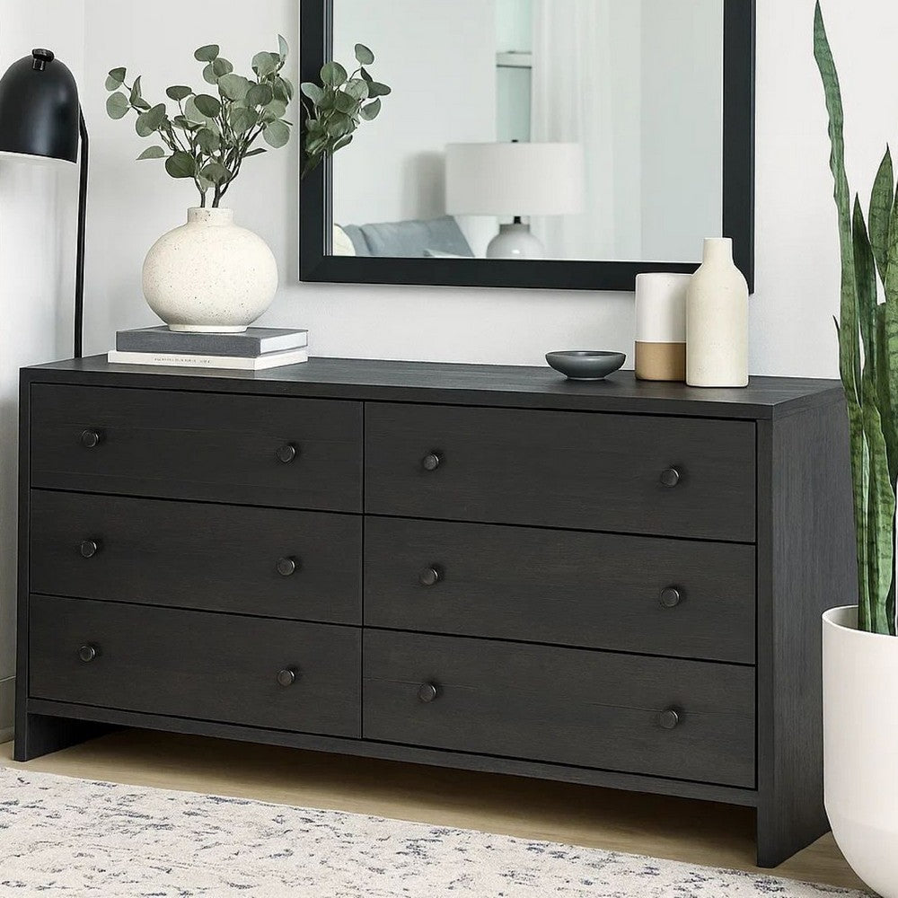 Moko 40 x 40 Dresser Mirror, Square Shape, Modern Style, Black Finished Frame By Casagear Home