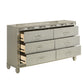 Bet 65 Inch Dresser 6 Rhinestone Inlaid Drawers Chrome Handles Silver By Casagear Home BM309538