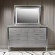 Lee 38 x 50 Dresser Mirror, Modern LED Light Trim, Silver Hardwood Frame By Casagear Home