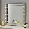 Lee 37 x 40  Vanity Mirror, 10 Light Bulb Sockets, Modern Silver Wood Frame By Casagear Home