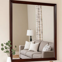 Umi 39 x 39 Dresser Mirror, Molded Design Solid Wood Cherry Square Frame By Casagear Home