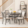 Isla 5 Piece Dining Table Set, Diamond Pattern, 4 Crossback Chairs, Gray By Casagear Home