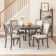 Isla 5 Piece Dining Table Set, Diamond Pattern, 4 Crossback Chairs, Gray By Casagear Home