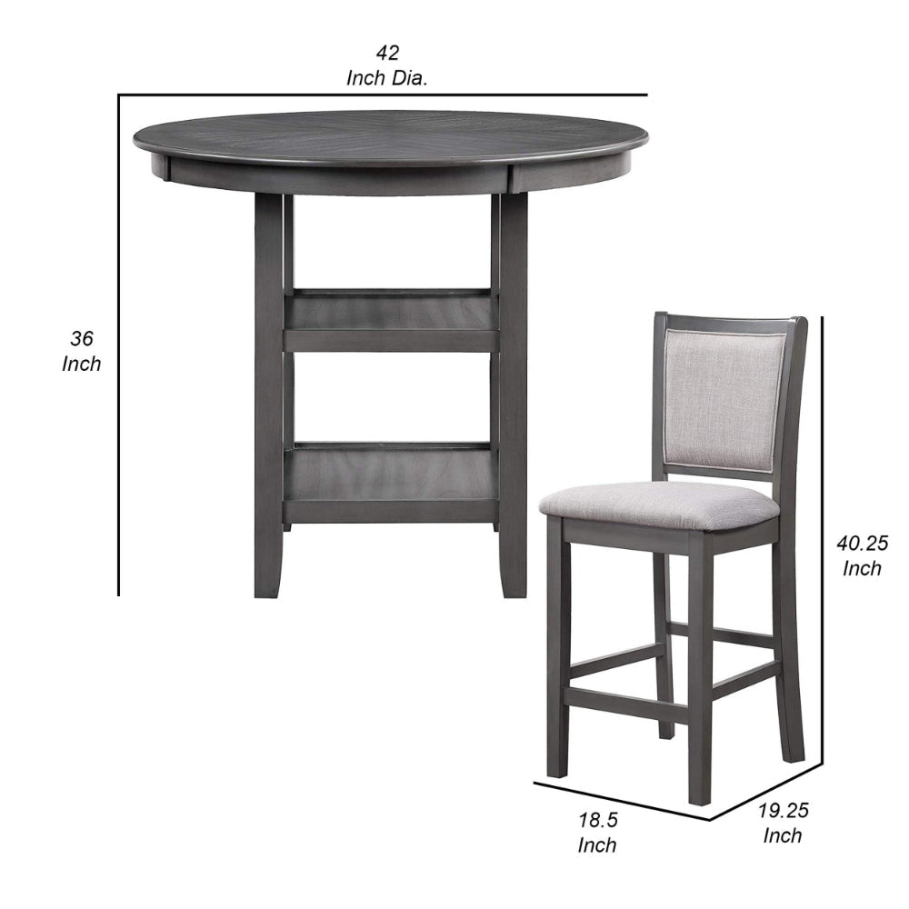 Isla 5 Piece Counter Height Table Set 4 Crossback Chairs Gray Polyester By Casagear Home BM309553