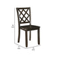 Ava 21 Inch Dining Chair Set of 2 Lattice Back Brown Rubberwood Frame By Casagear Home BM309558