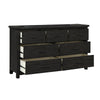 Galle 68 Inch Wide Dresser with 7 Drawers Black Metal Handles Gray Wood By Casagear Home BM309565