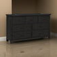 Galle 68 Inch Wide Dresser with 7 Drawers Black Metal Handles Gray Wood By Casagear Home BM309565