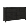 Galle 68 Inch Wide Dresser with 7 Drawers, Black Metal Handles, Gray Wood By Casagear Home