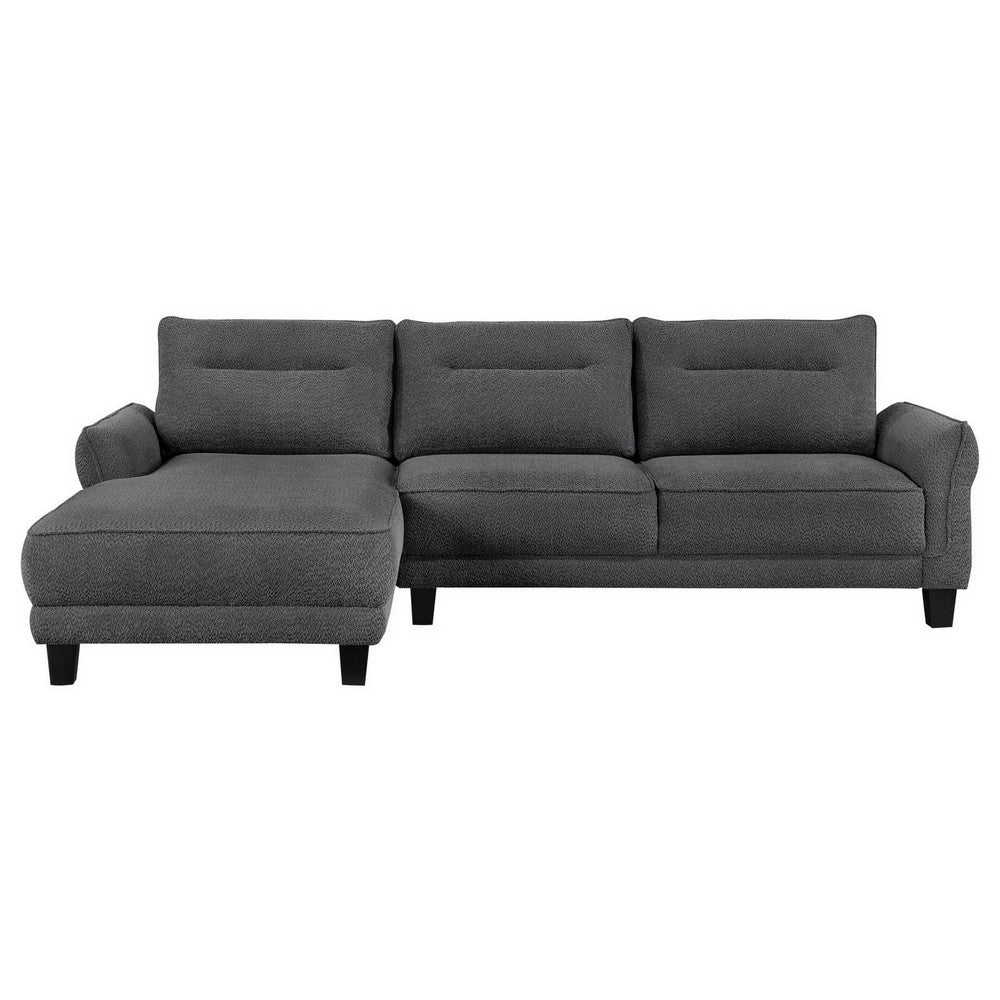 Cyra 110 Inch 2 Piece Sectional Sofa, Chaise, Gray Fabric, Welt Trim By Casagear Home