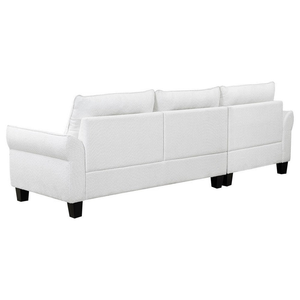 Cyra 110 Inch 2 Piece Sectional Sofa Chaise White Fabric Welt Trim By Casagear Home BM309586