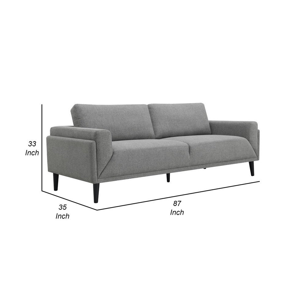 Fiza 87 Inch Sofa Gray Polyester Track Arms Pocket Coils Double Frame By Casagear Home BM309587