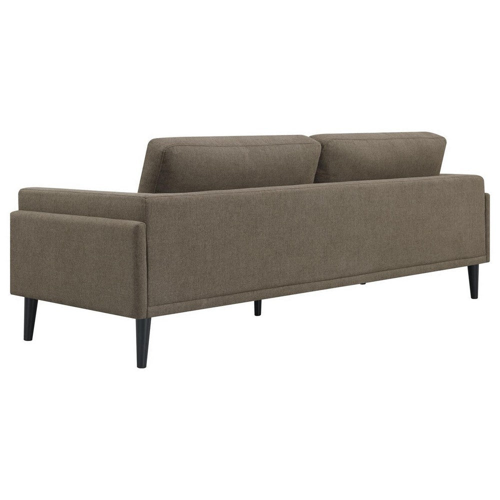 Fiza 87 Inch Sofa Taupe Polyester Track Arms Pocket Coils Double Frame By Casagear Home BM309590