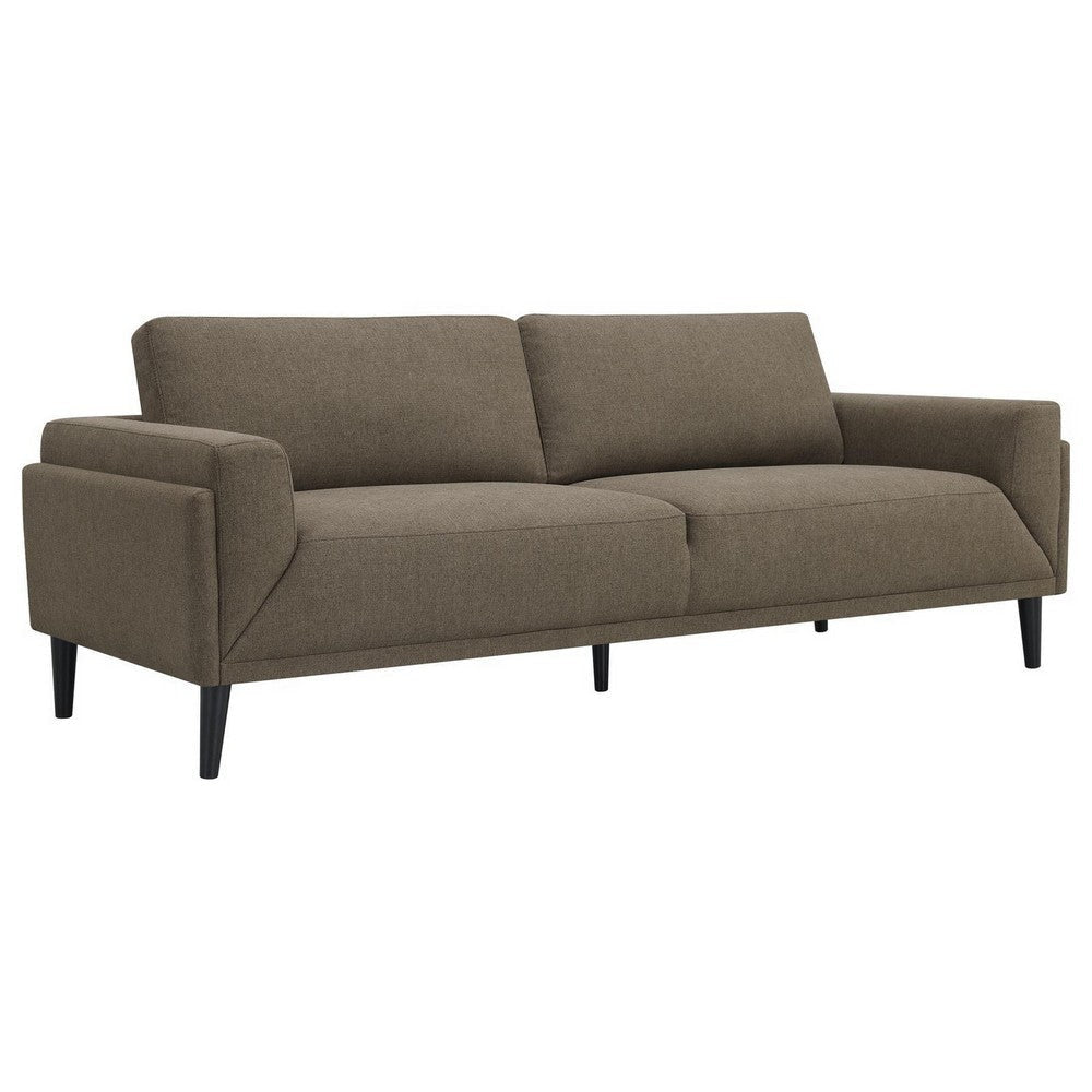 Fiza 87 Inch Sofa, Taupe Polyester, Track Arms, Pocket Coils, Double Frame  By Casagear Home