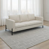 Zoya 82 Inch Sofa, Track Arms, Oatmeal Beige Fabric, Herringbone Design  By Casagear Home