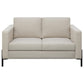 Zoya 58 Inch Loveseat Track Arms Oatmeal Beige Fabric Herringbone Design By Casagear Home BM309596