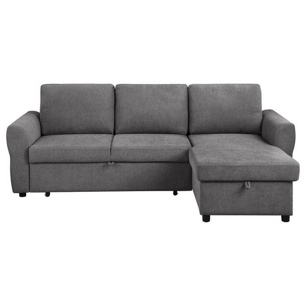 Kavu 95 Inch Sectional Sofa L Shape Cushioned Seat Chaise Lounger Gray By Casagear Home BM309601