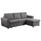 Kavu 95 Inch Sectional Sofa, L Shape Cushioned Seat, Chaise Lounger, Gray By Casagear Home