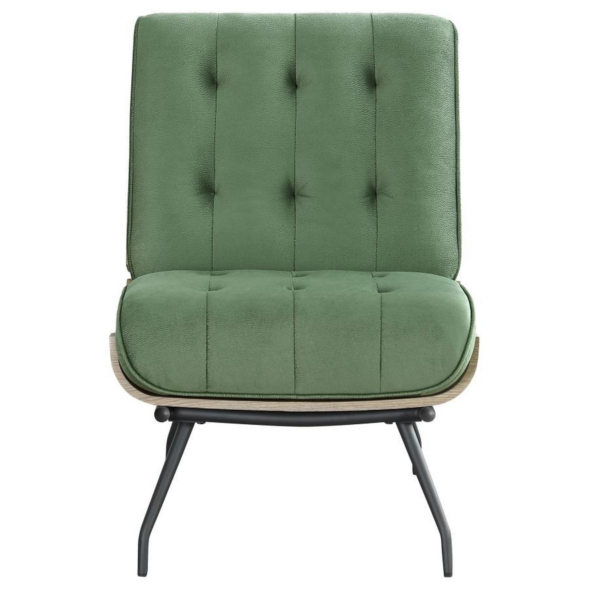 Nain 35 Inch Accent Chair Oversized Cushion Tufted Back Green Upholstery By Casagear Home BM309603