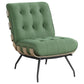 Nain 35 Inch Accent Chair Oversized Cushion Tufted Back Green Upholstery By Casagear Home BM309603