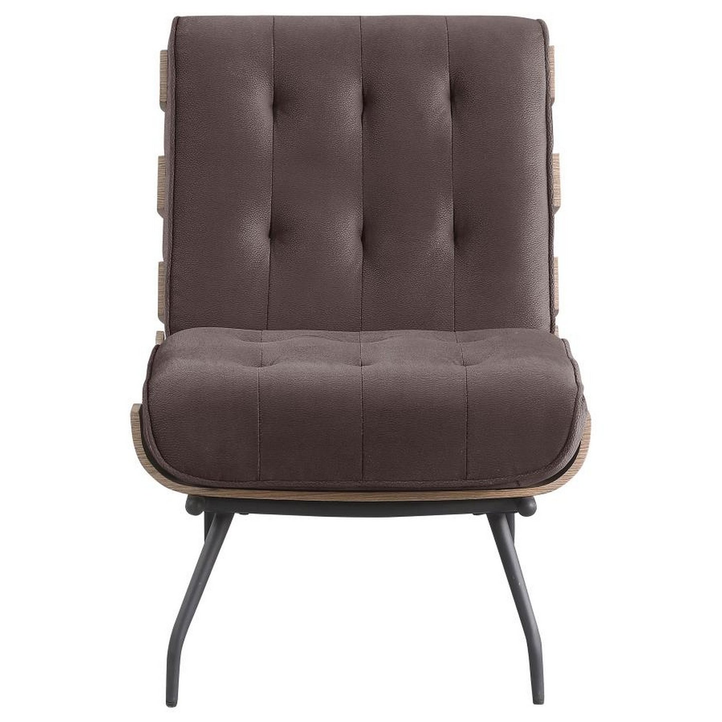 Nain 35 Inch Accent Chair Oversized Cushion Tufted Back Dark Brown By Casagear Home BM309604