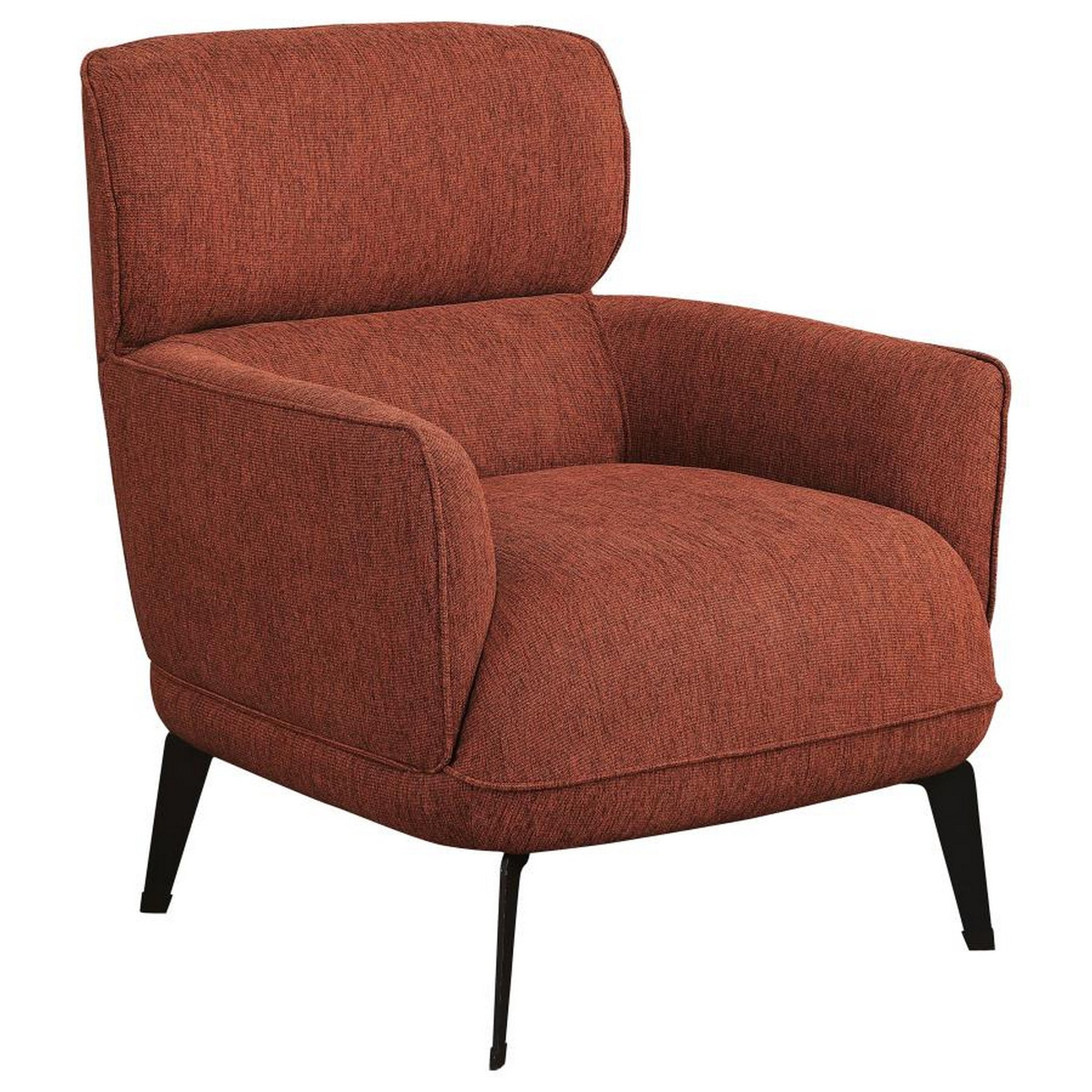 Dup 34 Inch Accent Chair Cushioned Seat Rounded Track Arms Muted Orange By Casagear Home BM309612