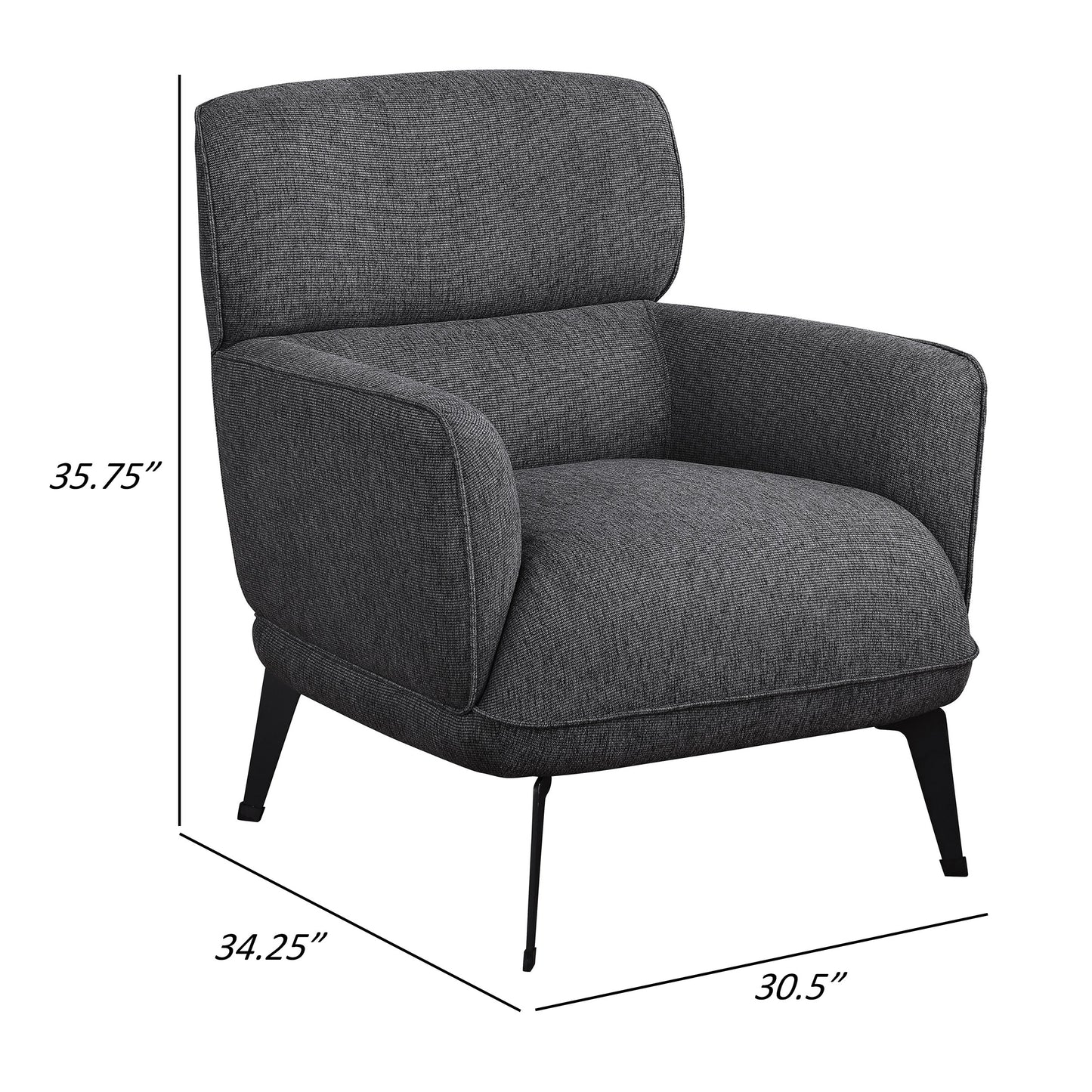 Dup 34 Inch Accent Chair Cushioned Seat Rounded Track Arms Muted Gray By Casagear Home BM309613