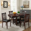 5 Piece Dining Set, 42 Inch Round Extendable Table With 4 Chairs, Espresso By Casagear Home