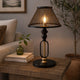 19 Inch Table Lamp, Round Metal Mesh Shade, Hollow Body, Black, Gold Stand By Casagear Home