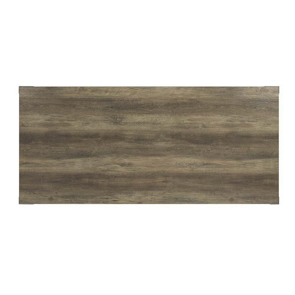 Eli 71 Inch Dining Table, Distressed Rustic Gray, Industrial Metal Rivets By Casagear Home
