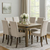 Eli 71 Inch Dining Table, Distressed Rustic Gray, Industrial Metal Rivets By Casagear Home