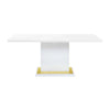 Tyra 71 Inch Dining Table, Rectangular, White Pedestal, Stainless Steel By Casagear Home
