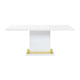 Tyra 71 Inch Dining Table, Rectangular, White Pedestal, Stainless Steel By Casagear Home