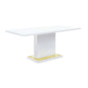 Tyra 71 Inch Dining Table, Rectangular, White Pedestal, Stainless Steel By Casagear Home