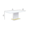 Tyra 71 Inch Dining Table, Rectangular, White Pedestal, Stainless Steel By Casagear Home
