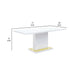 Tyra 71 Inch Dining Table, Rectangular, White Pedestal, Stainless Steel By Casagear Home